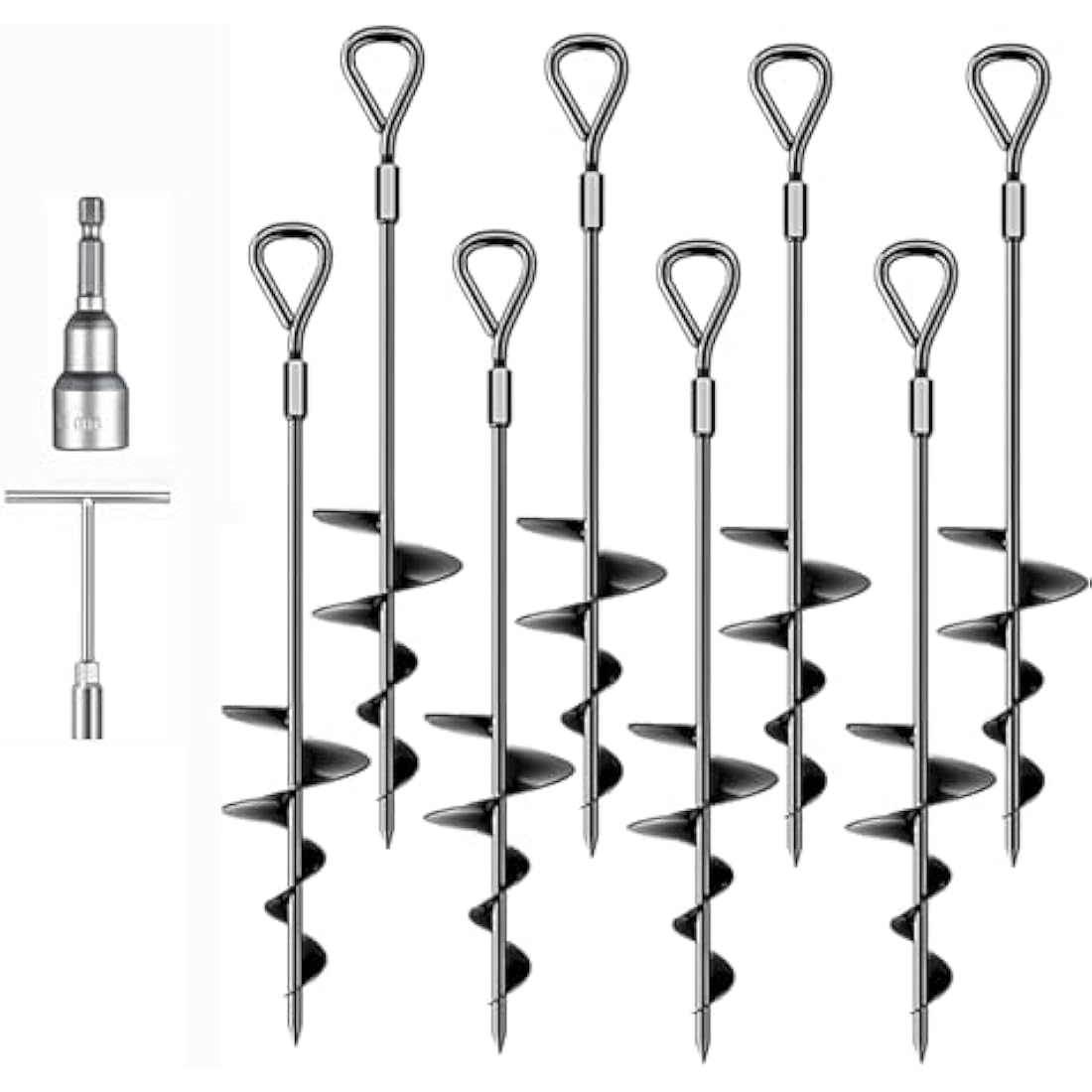 8 Pack Heavy Duty Ground Anchors – 45cm Steel Trampoline Pegs