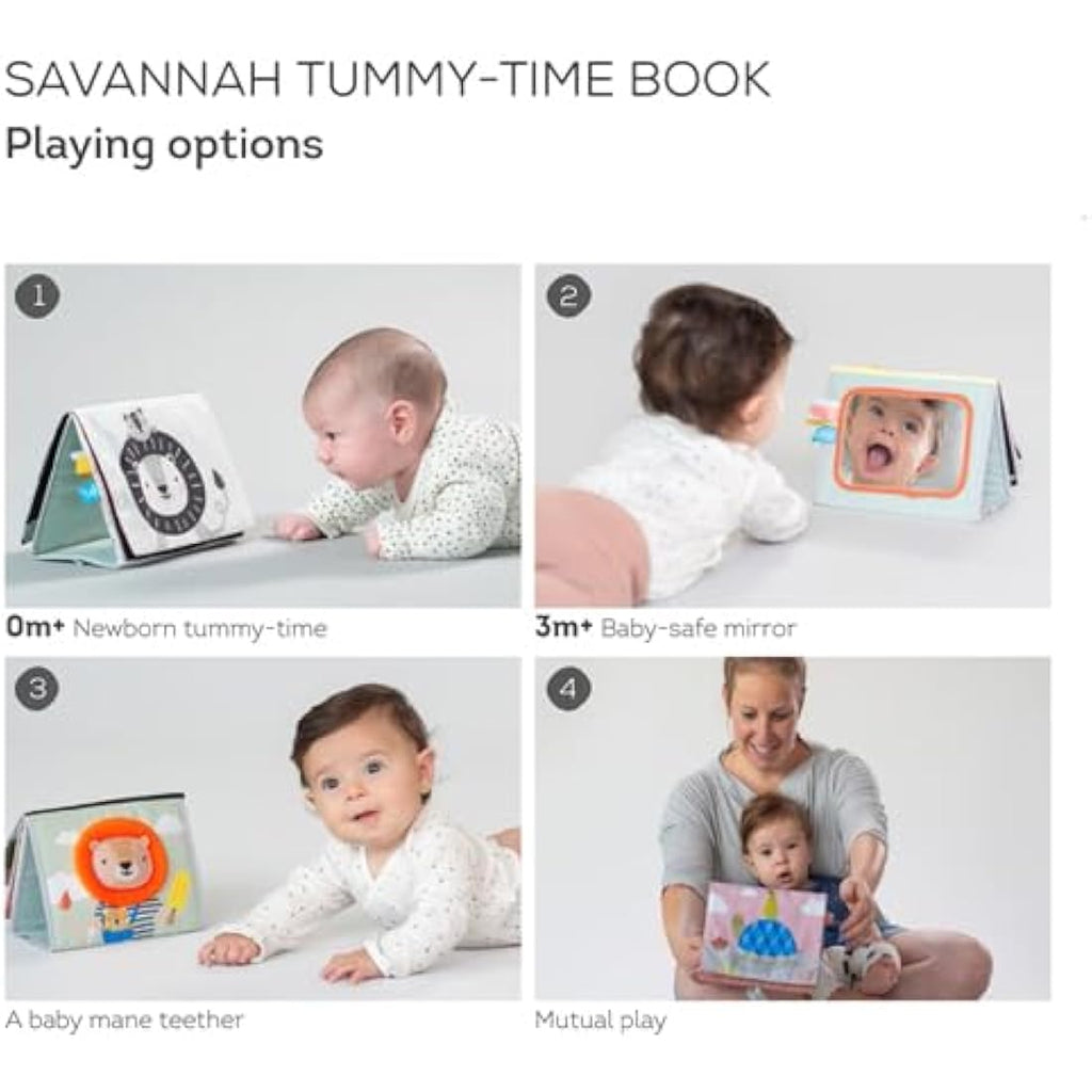 Taf Toys Savannah Tummy-Time Sensory Baby Book with Mirror & Teether