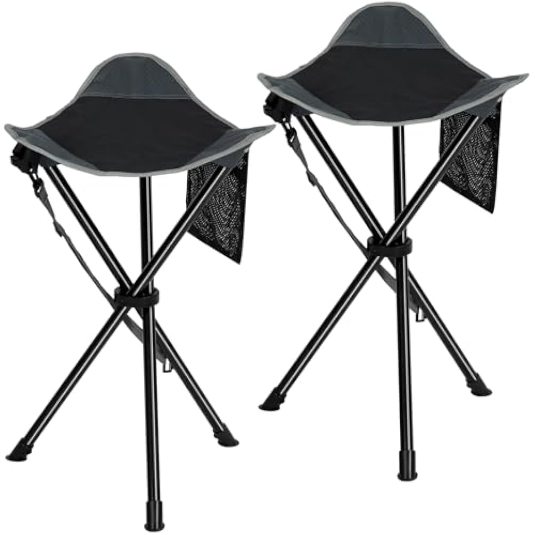 REDCAMP 22.4" Tall Folding Tripod Stool 2-Pack | Portable Camping Chairs