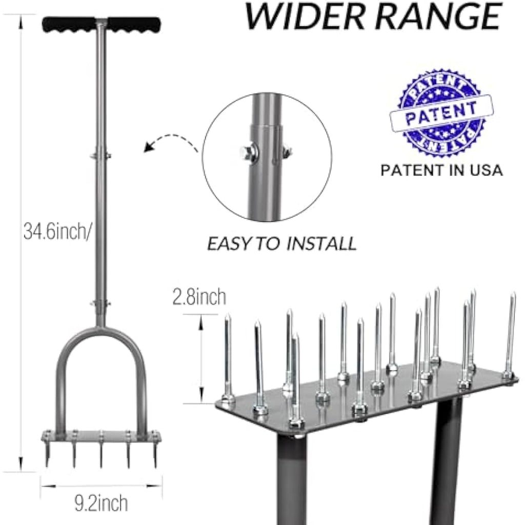 Walensee Manual Lawn Aerator – 15 Spike Iron Dethatching Tool for Yard