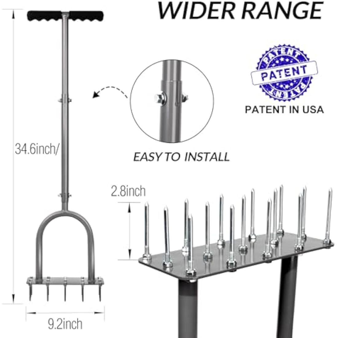 Walensee Manual Lawn Aerator – 15 Spike Iron Dethatching Tool for Yard