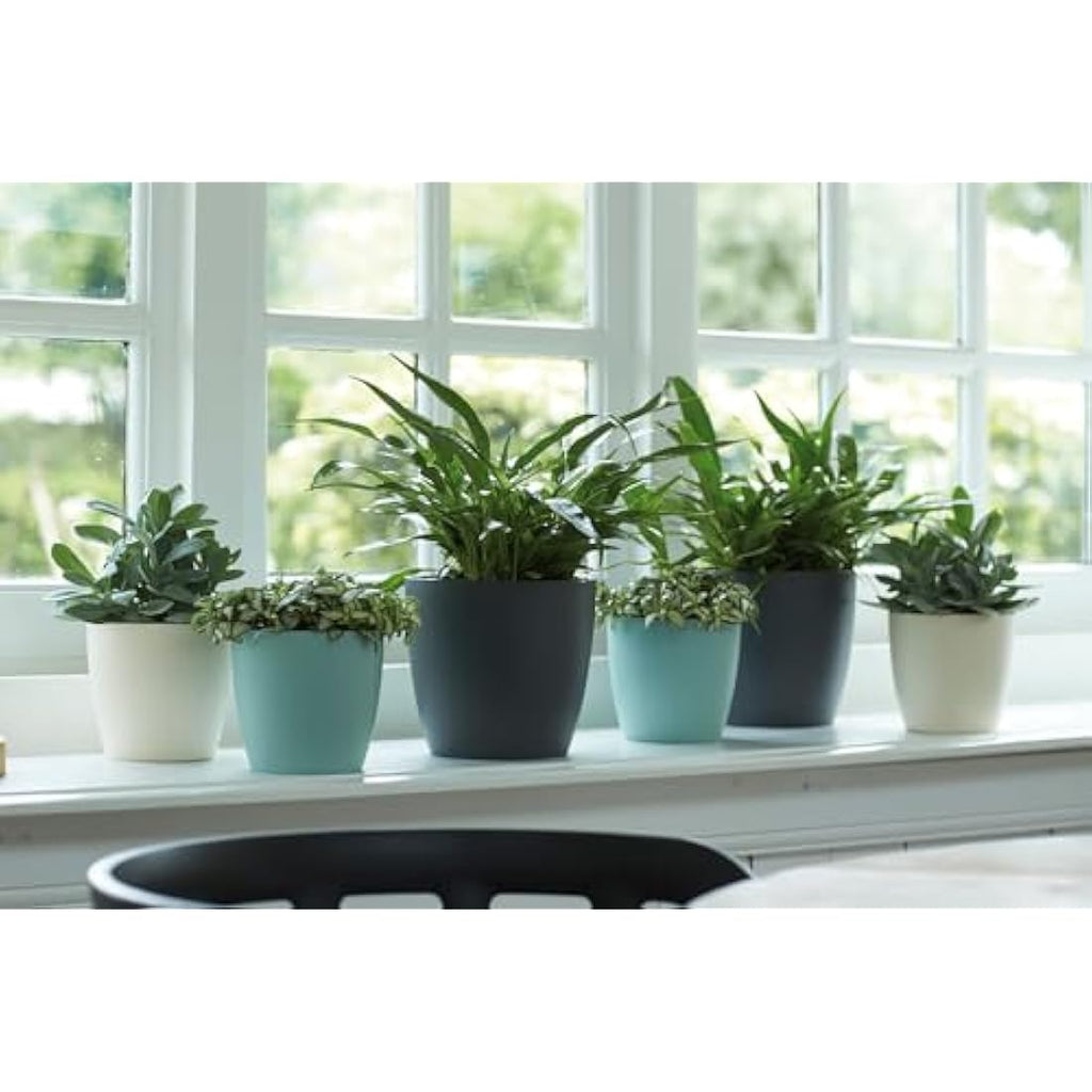 Elho Brussels Round Indoor Flower Pot – Recycled Plastic – White 22cm