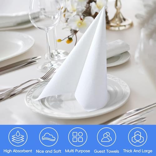 Jolof Store White Linen-Feel Disposable Guest Towels - 200 Pack