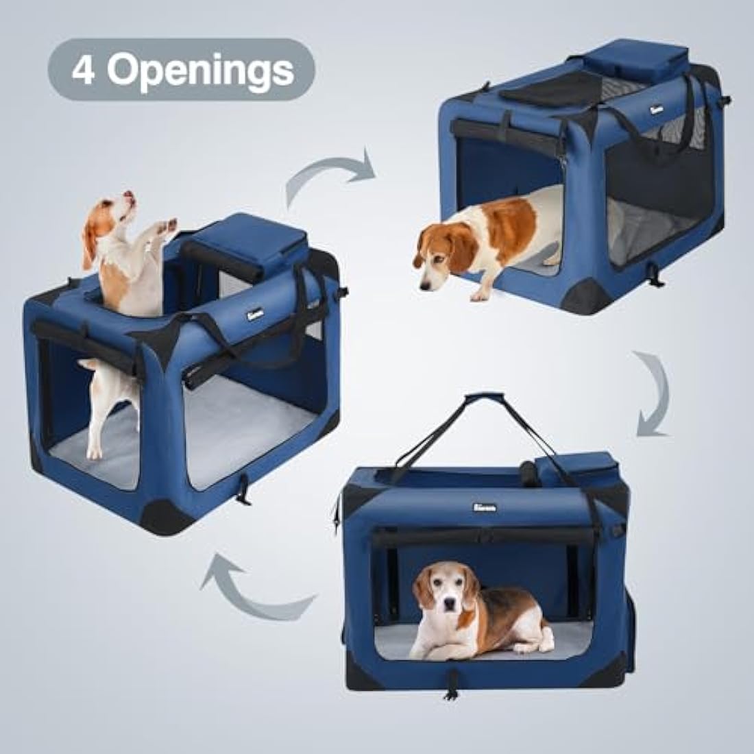 Reerooh Foldable Dog Carrier | Portable Soft Travel Crate with Steel Frame