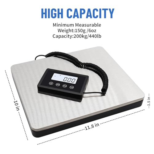 UNIWEIGH 440lb Digital Shipping Scale – Stainless Steel Postal Scale