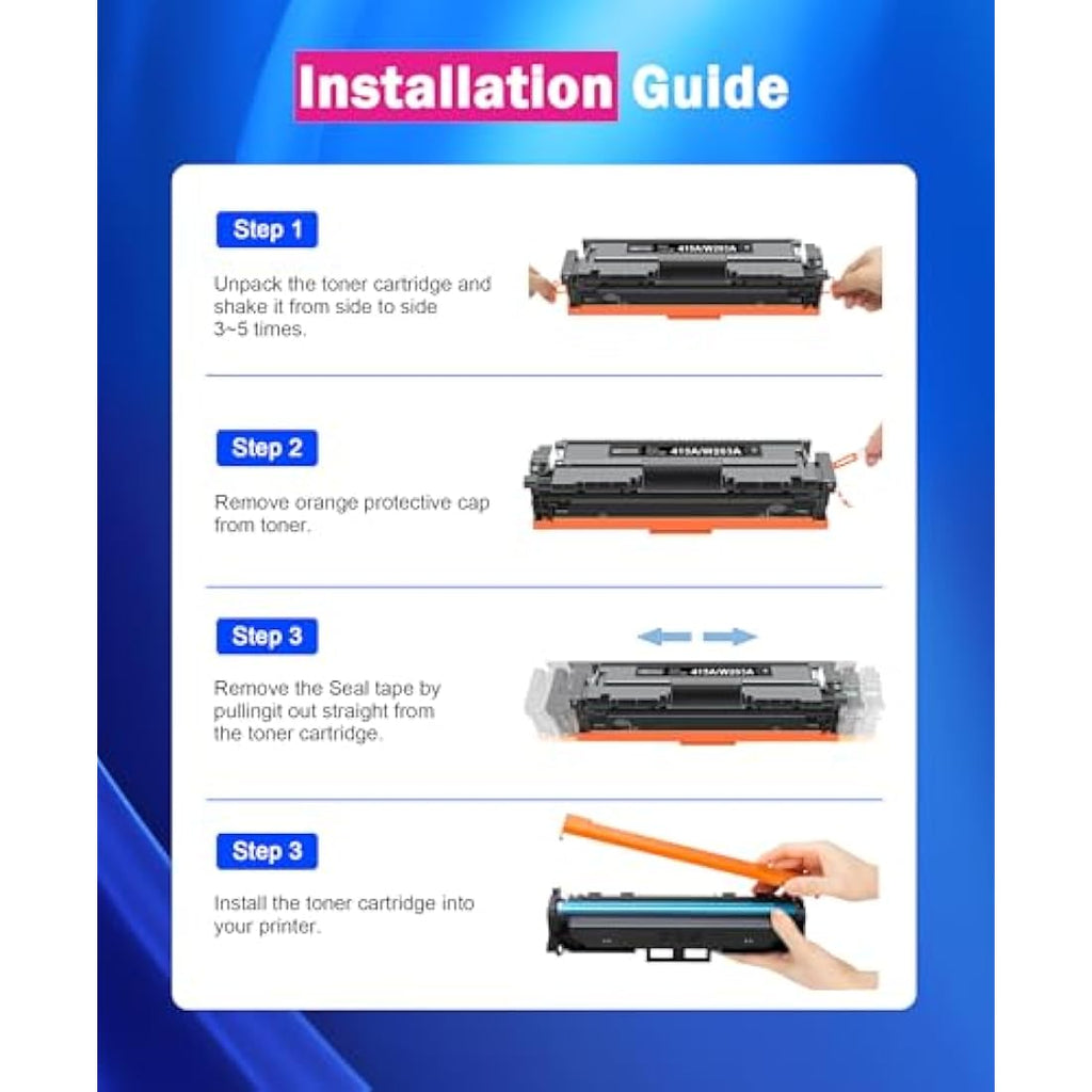 SODFACE 415A Toner Cartridge 4-Pack for HP Color LaserJet Pro M479fdw