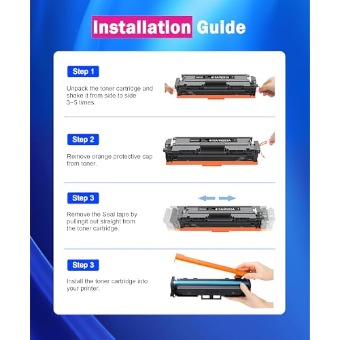 SODFACE 415A Toner Cartridge 4-Pack for HP Color LaserJet Pro M479fdw