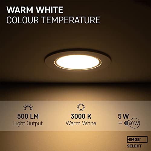 EMOS LED Recessed Downlights – IP54 Waterproof Bathroom Spotlights, Set of 6