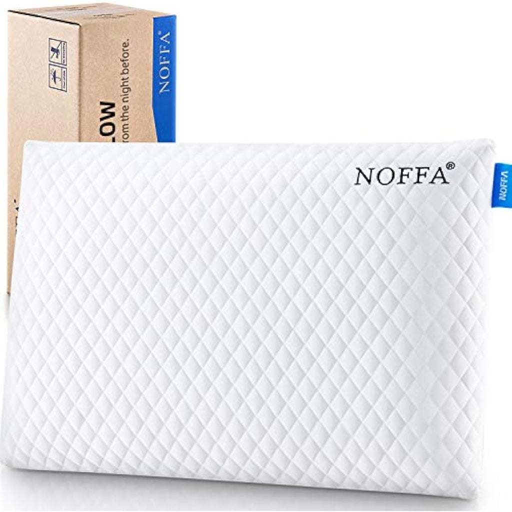 NOFFA Thin Memory Foam Pillow – 2.4” Low Profile for Stomach Sleepers