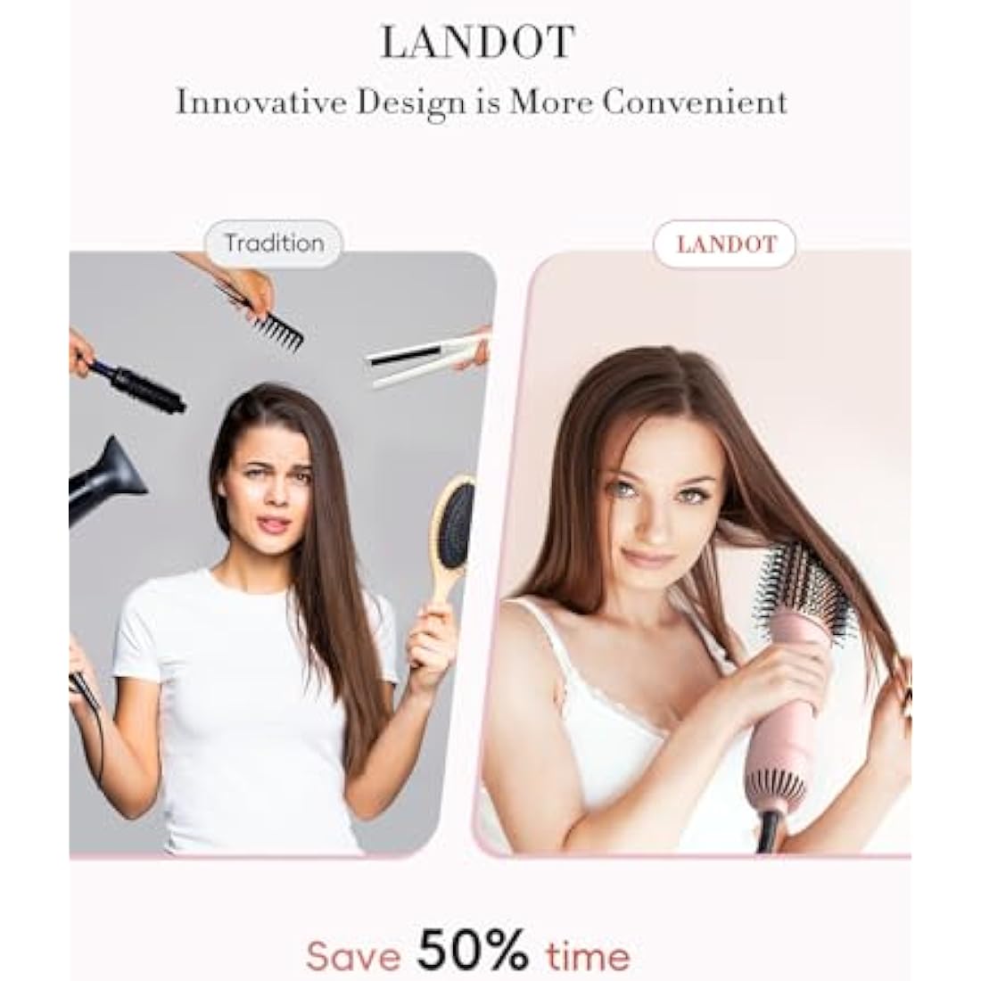 LANDOT Upgraded Plus 2.0 Hot Air Brush | 4-in-1 Hair Dryer Volumizer