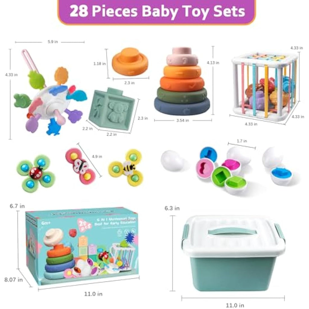 6-in-1 Montessori Baby Sensory Toys & Teething Set (6-12 Months)