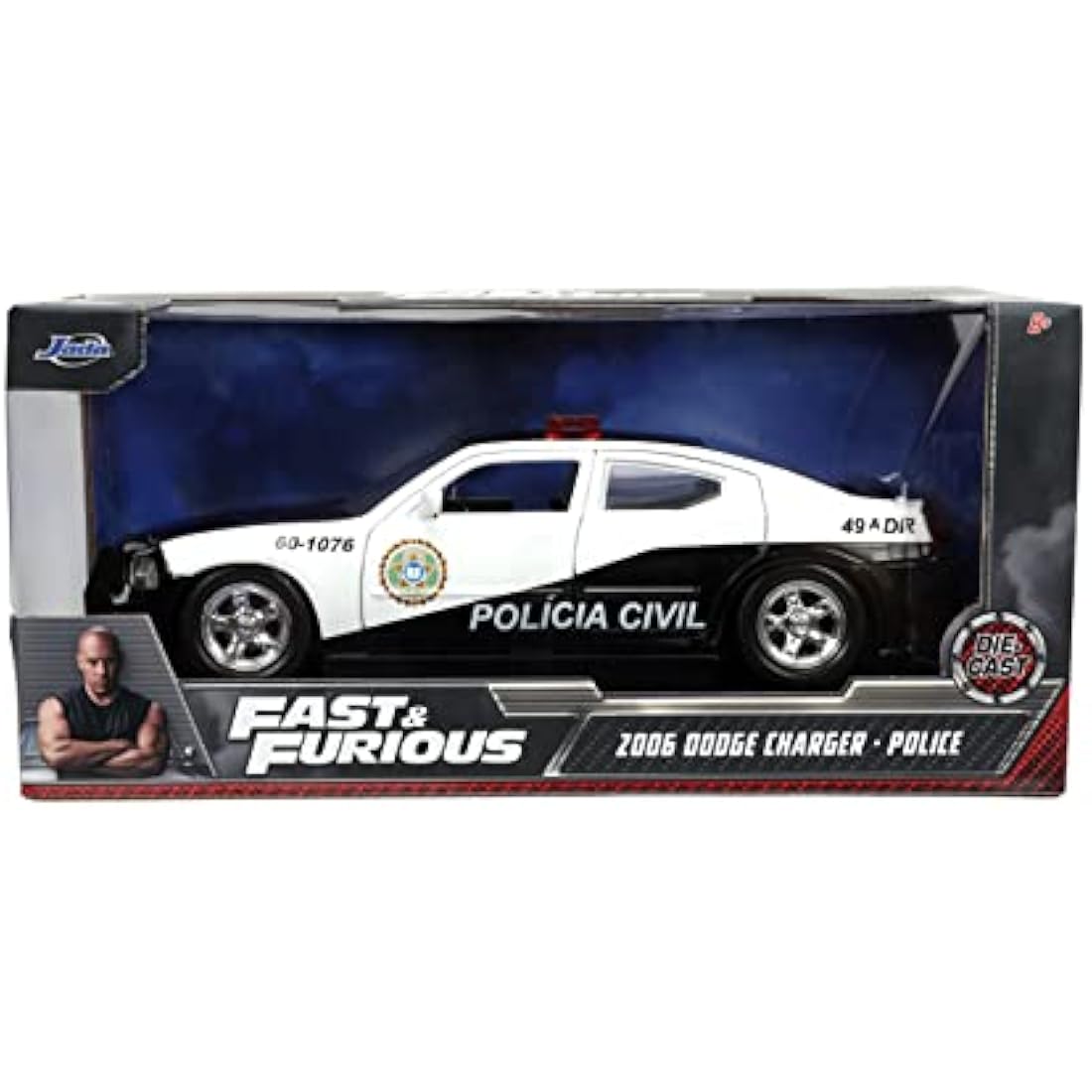 Jada 33665BK Diecast Collectible Miniature Car, Black/White Model