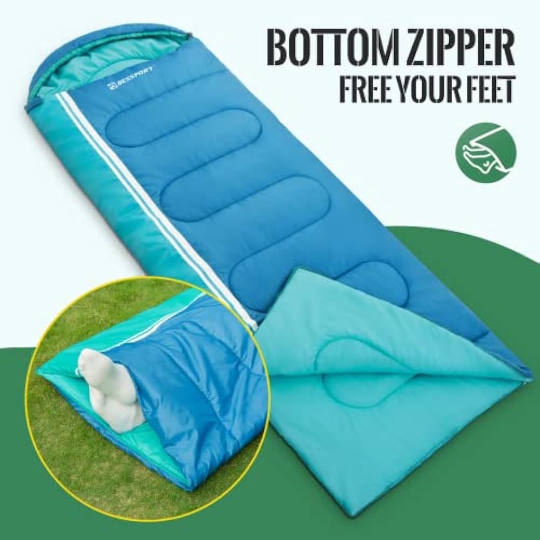 Bessport 3-4 Season Sleeping Bag | Waterproof & Lightweight for Adults