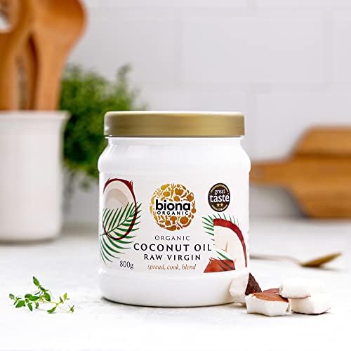 Biona Organic Raw Virgin Coconut Oil – 800g Cold-Pressed Cooking & Beauty