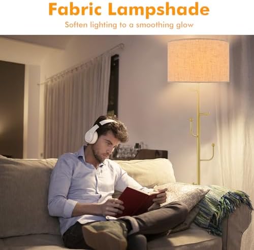 Floor Lamp with Coat Rack – Modern Linen Standing Light