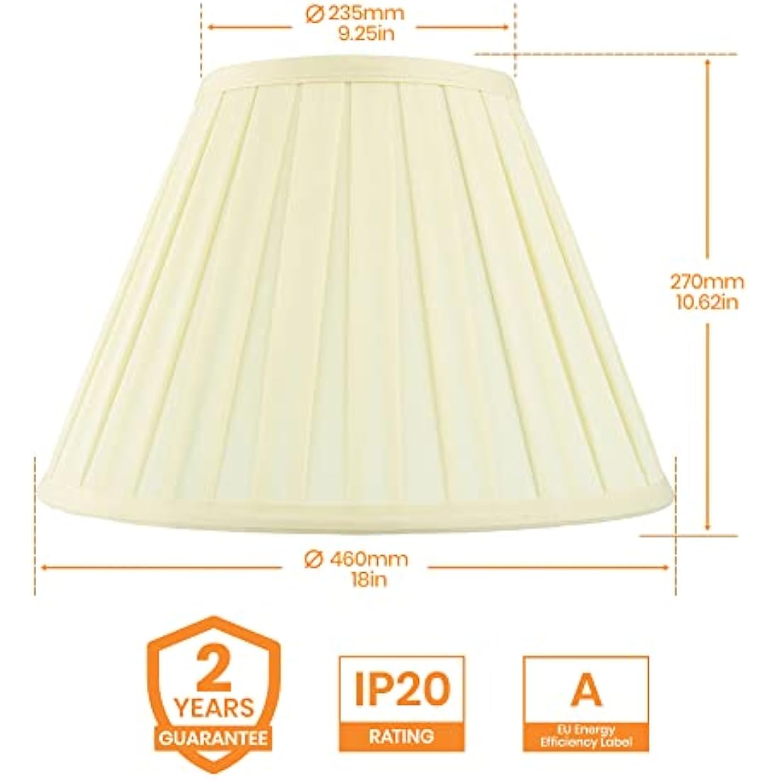 Cream Pleated Fabric Lampshade – 18-Inch Tapered Drum