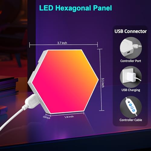 Kangtaixin Hexagon LED Lights – 20 Pack RGB Smart Music Sync Panels