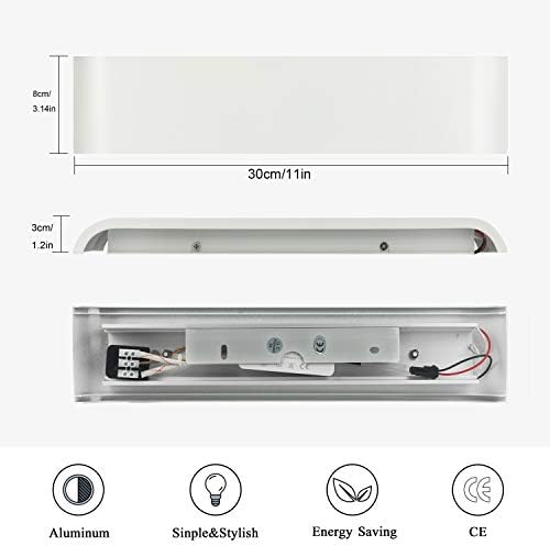 12W LED Indoor Wall Lamp - Modern Cool White Sconce 2 Pack