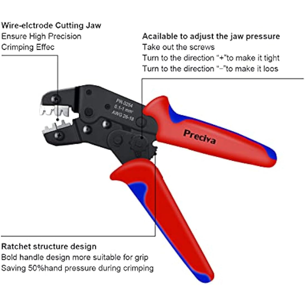 Preciva Dupont Crimping Tool Kit | 2010PCS JST Connectors & Ratchet Crimper