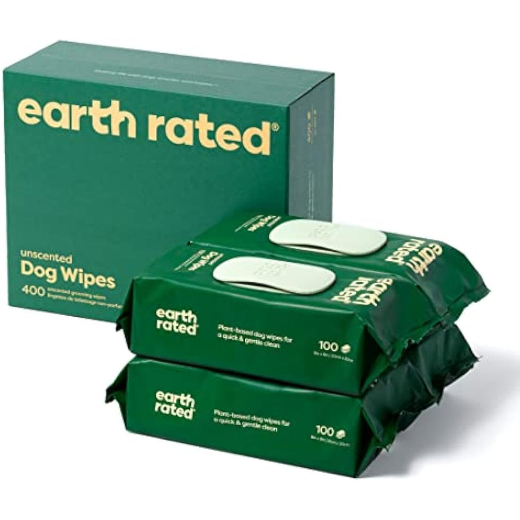 Earth Rated Unscented Pet Wipes - Hypoallergenic Grooming - 400 Count