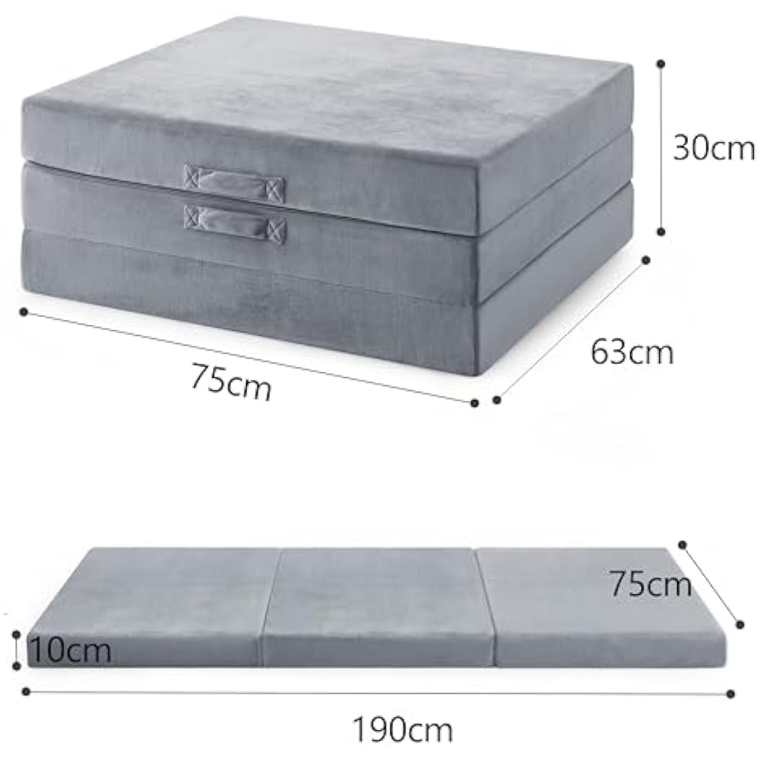 10cm Trifold Memory Foam Mattress – Portable Single Sleeping Pad