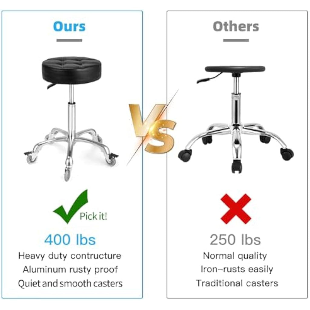 McDooFly Heavy Duty Rolling Stool – Adjustable Swivel Salon Chair with Wheels