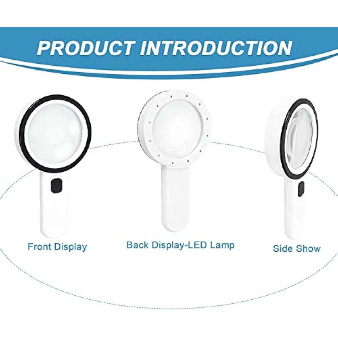 Nazano 30X Handheld Magnifying Glass with 12 LED Lights for Seniors