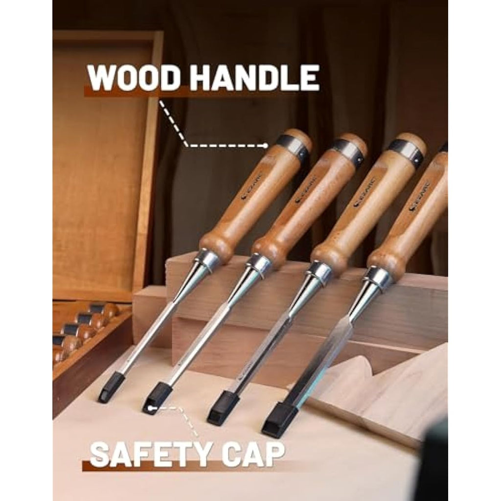 EZARC 6pc Wood Chisel Set – CRV Steel Woodworking Tools with Wooden Box