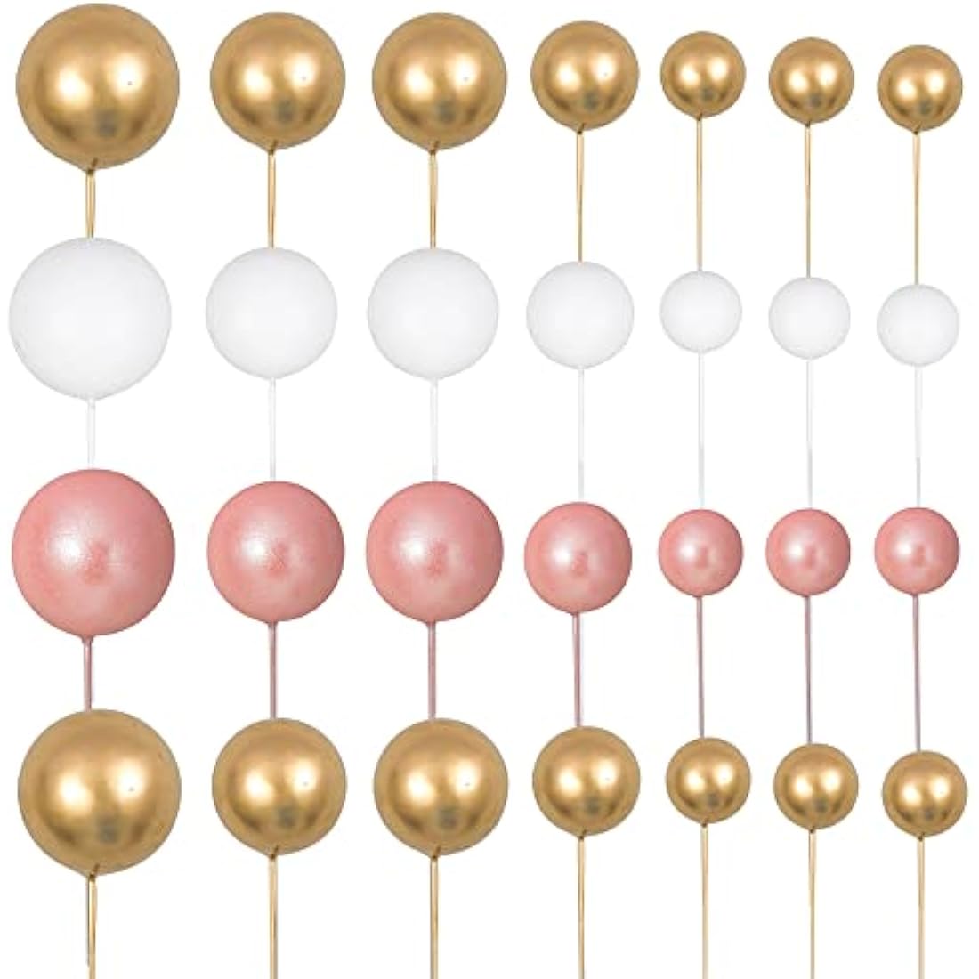 Gyufise 30Pcs Foam Ball Cake Toppers | Rose Gold & White Party Decorations