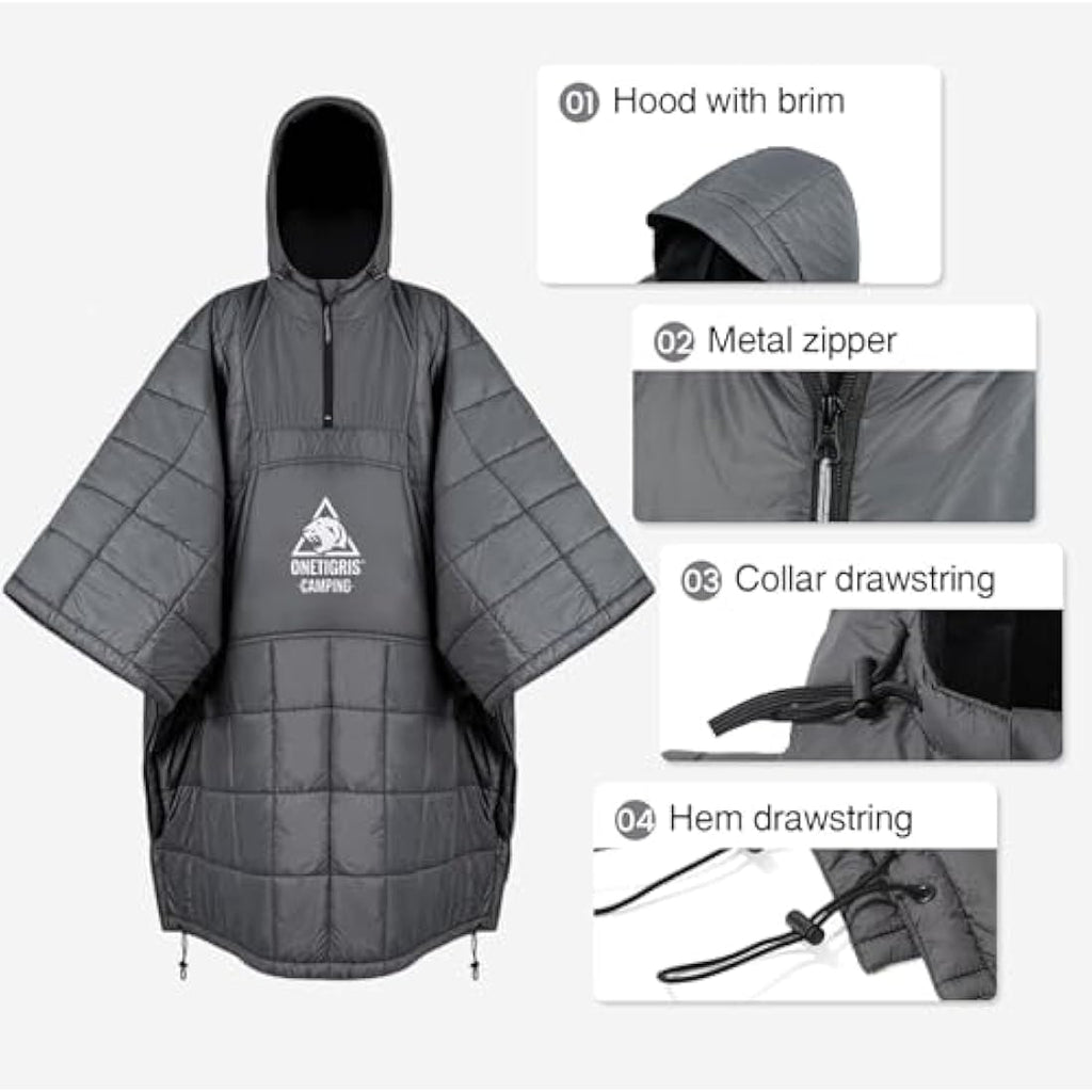 OneTigris Wearable Camping Blanket Poncho | 3M Thinsulate Insulation