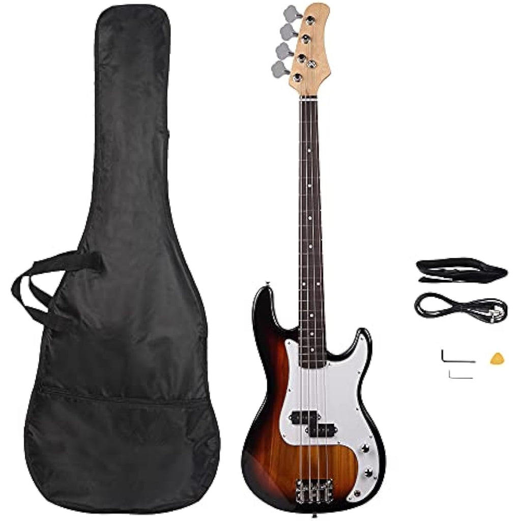 4-String Electric Bass Guitar – Full Size Basswood (Sunset)