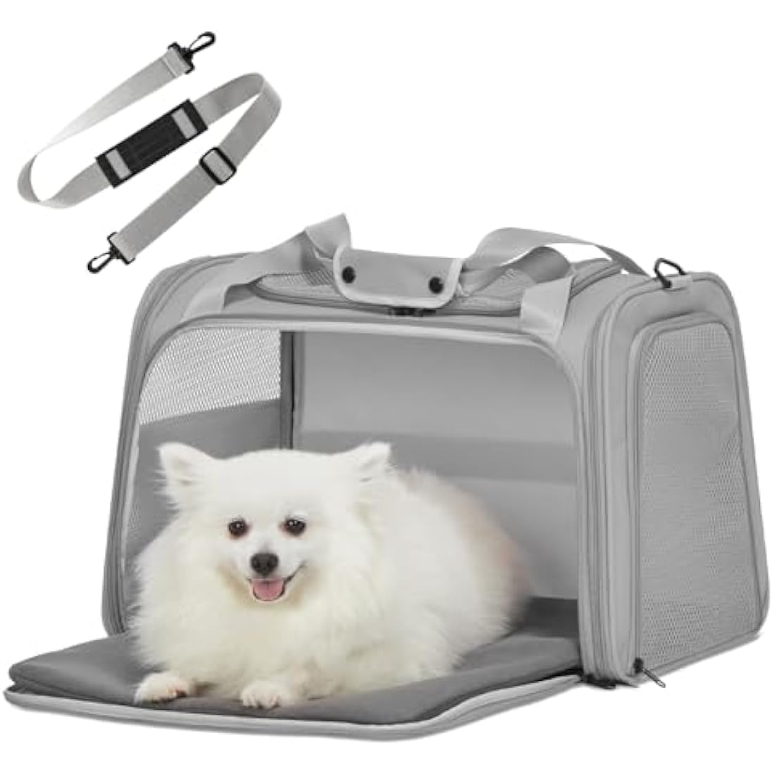 Petsfit Large Cat Carrier – Collapsible Soft Dog Travel Bag, Grey