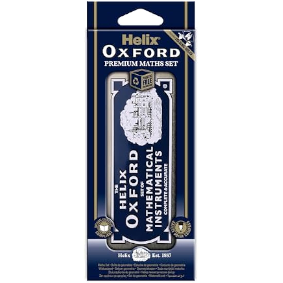 Helix Oxford Premium Maths Set – 11 Piece Geometry Kit in Metal Tin
