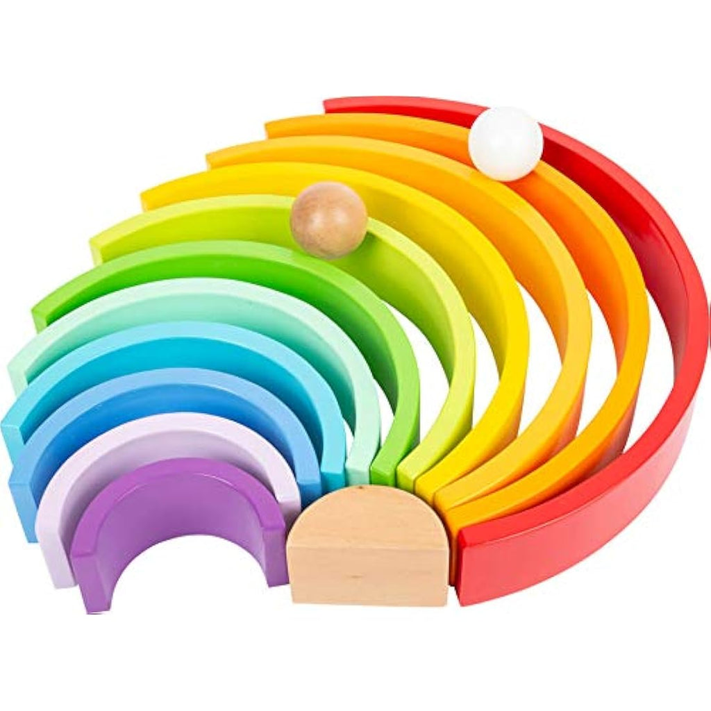 Small Foot XL Wooden Rainbow Stacking Blocks – 12-Piece Montessori Toy
