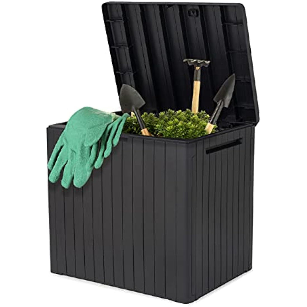 Keter City 113L Outdoor Garden Storage Box – Grey Wood Effect Resin