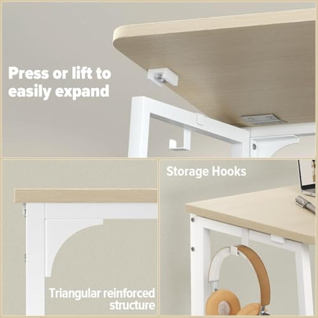 WOHOMO Folding Desk – Small Space Saving Computer Table, Oak