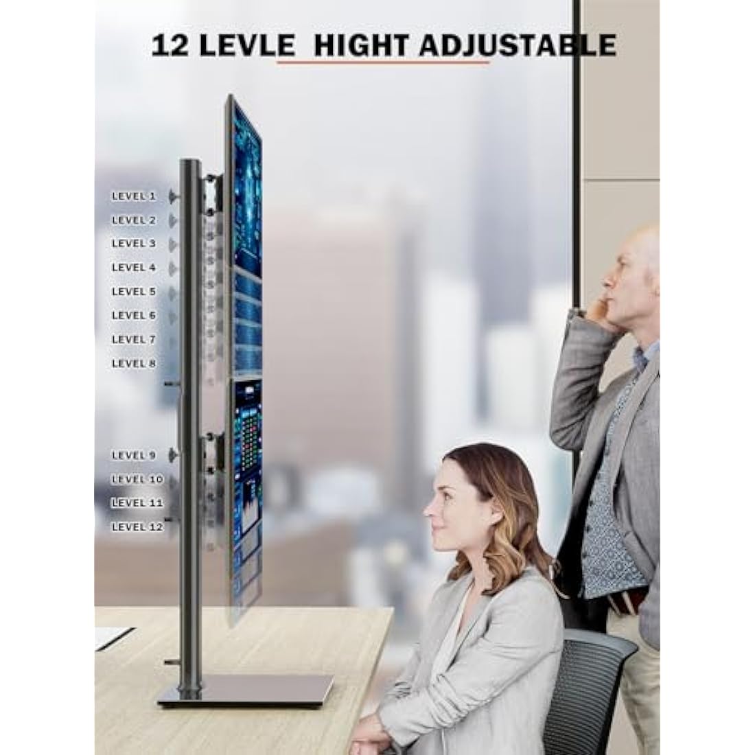 HEMUDU Dual Monitor Stand – Vertical Stack Riser for 13-34 Inch Screens