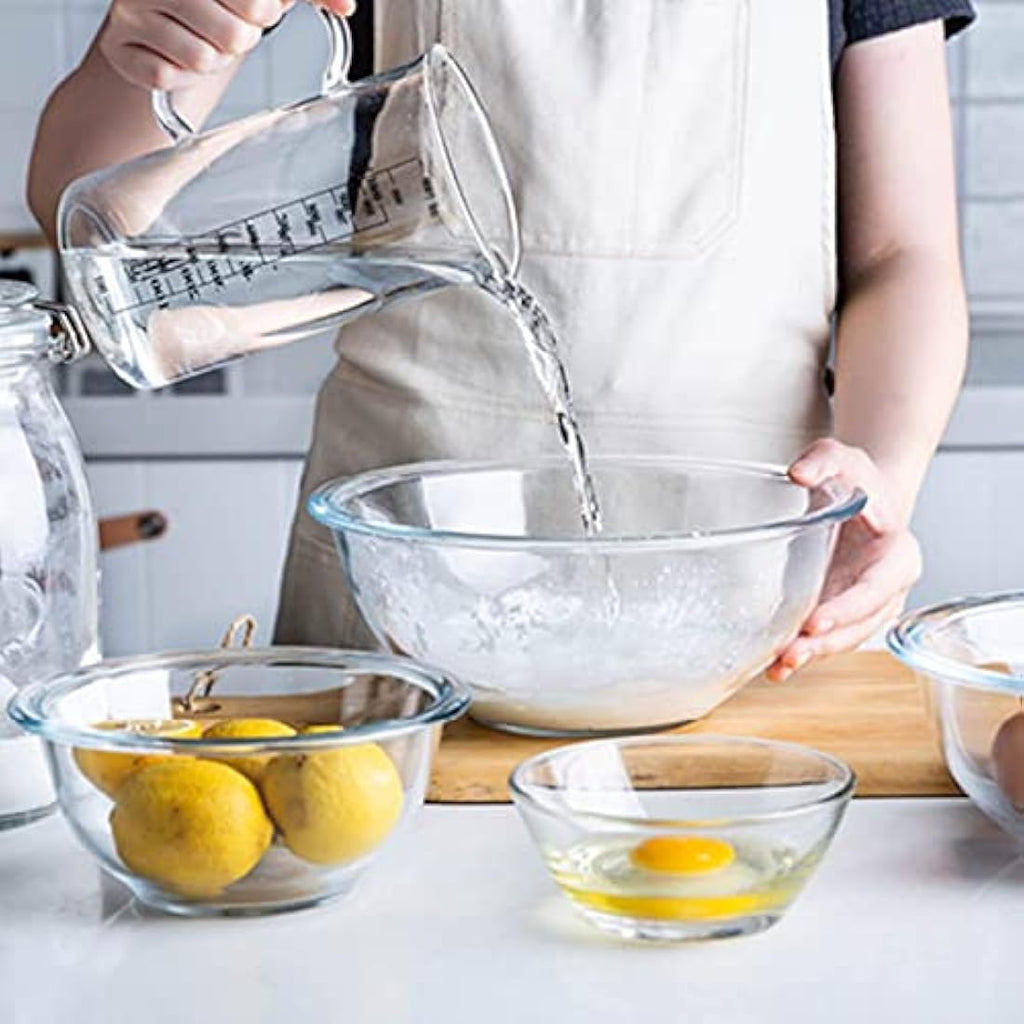Homwin 8-Piece Borosilicate Glass Mixing Bowls with Airtight Lids Set