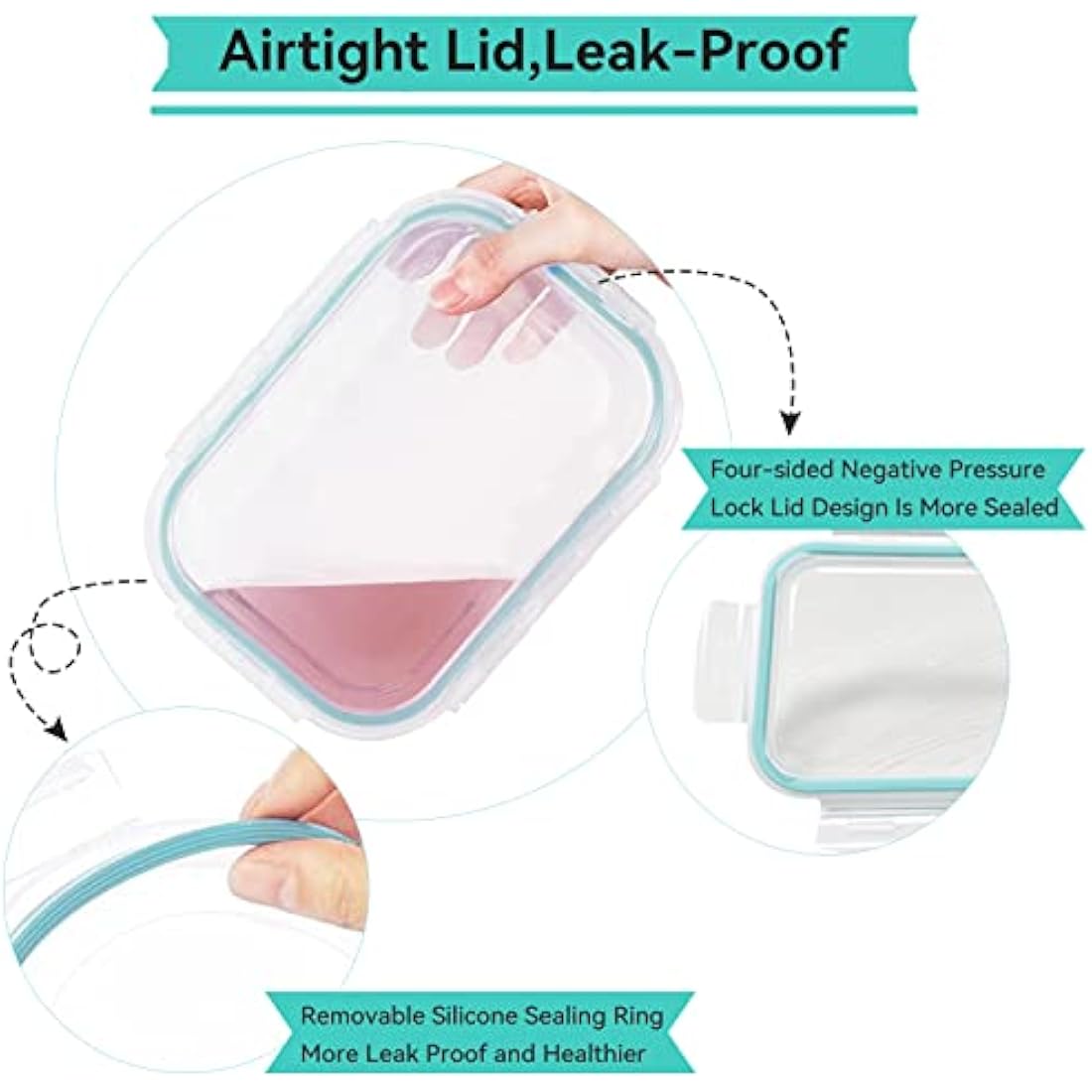 Luvan 1520ml Glass Food Storage Containers - 2 Pack Airtight Meal Prep Set