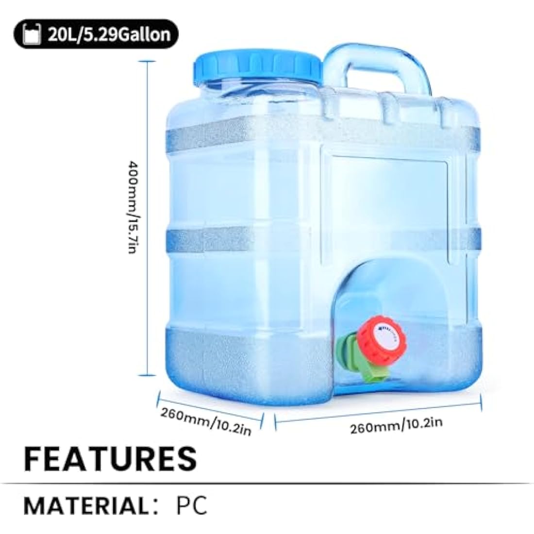 Starnearby Portable Water Container with Tap | BPA-Free Camping Bucket
