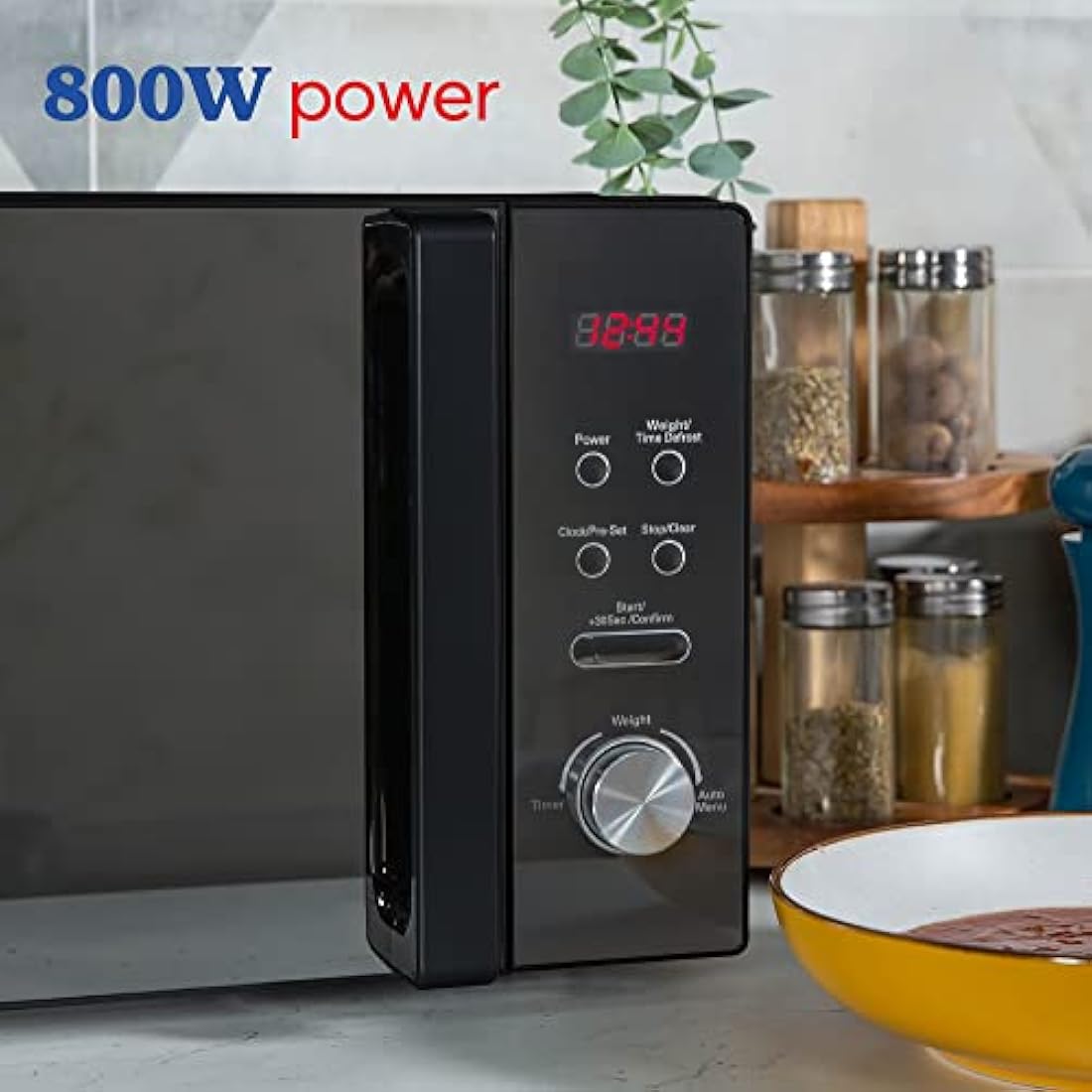 Russell Hobbs RHM2076B Digital Microwave - 20L, 800W, Black Mirror Finish