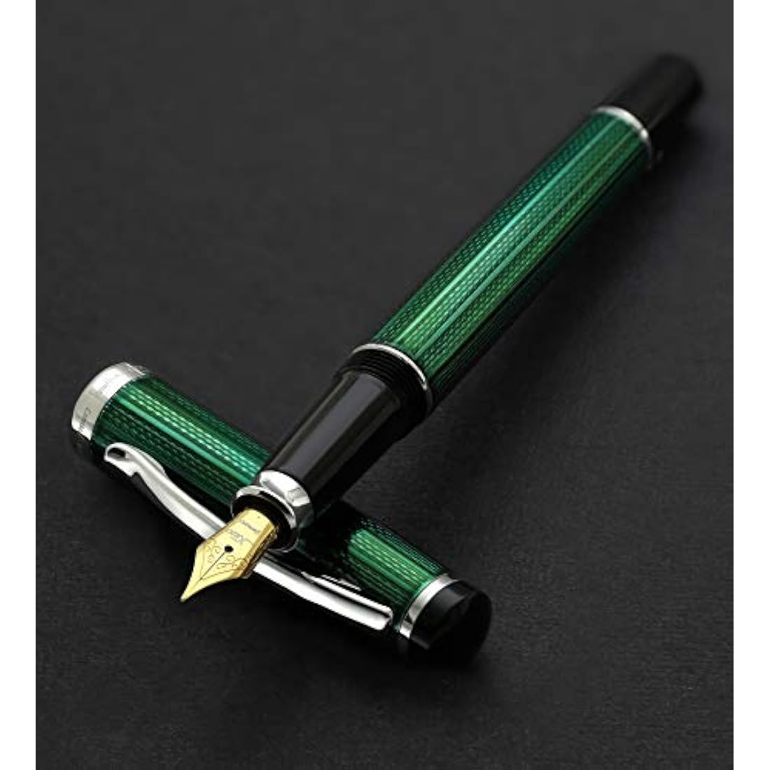 Xezo Incognito Fountain Pen | Fine Nib Forest Green & Platinum Plating