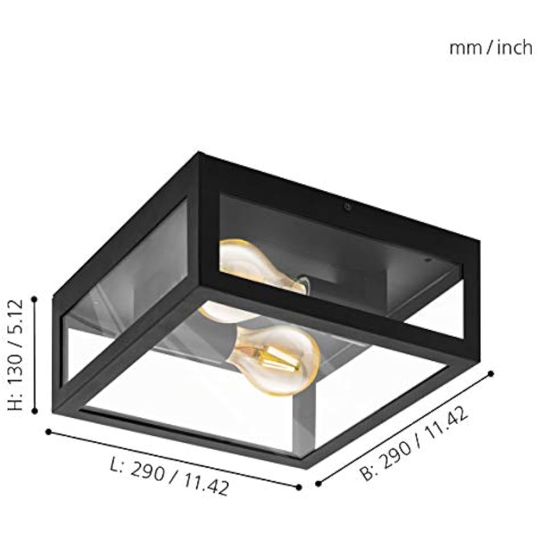 Eglo Alamonte 1 Outdoor Ceiling Light – Black Steel & Glass IP44