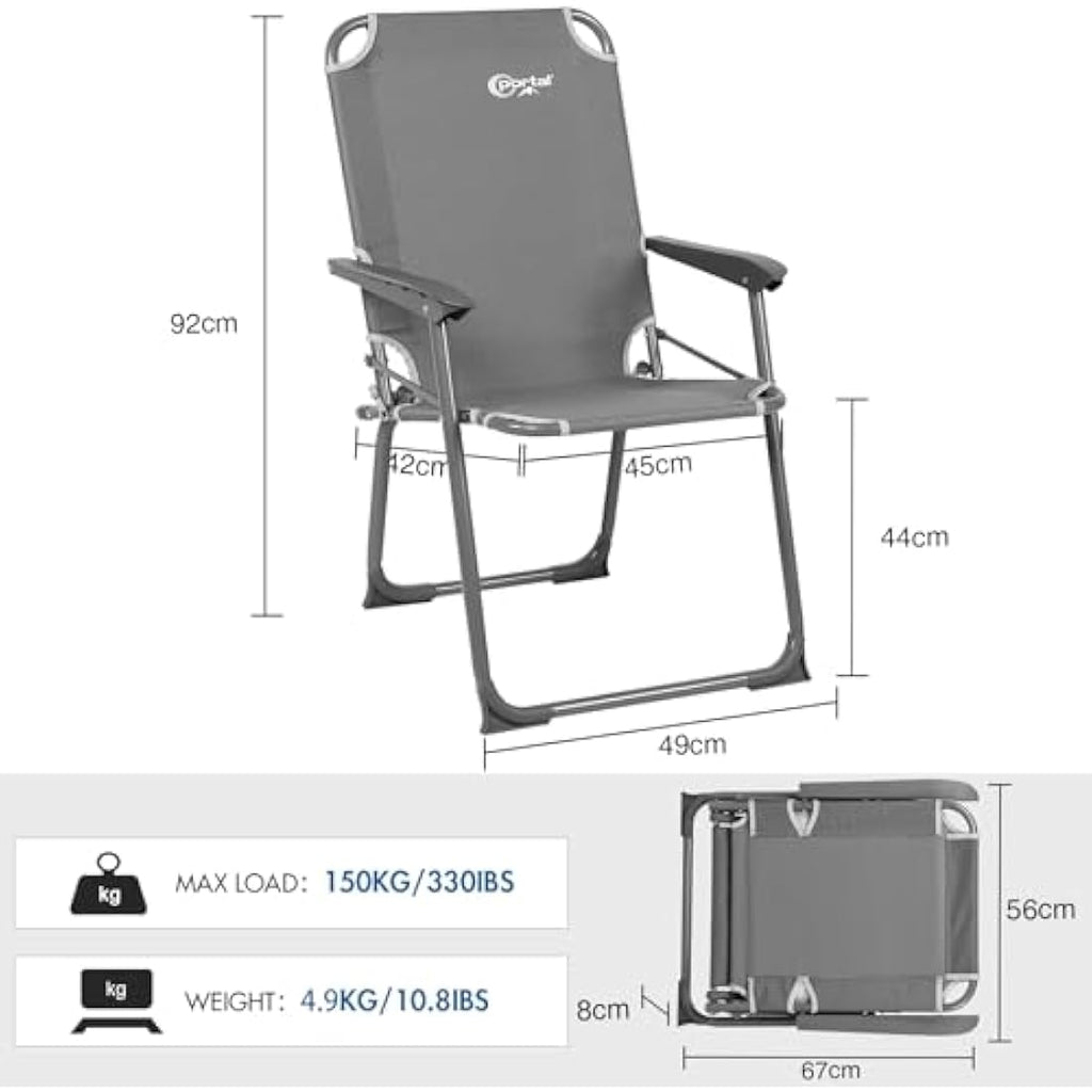 Portal Folding Camping Chair – Lightweight High Back Portable Garden Seat