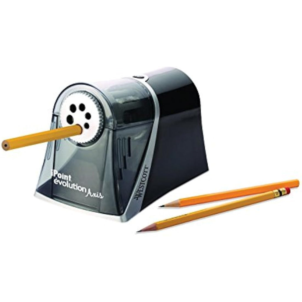 Westcott iPoint Axis Electric Pencil Sharpener - 6 Openings, Grey/Black