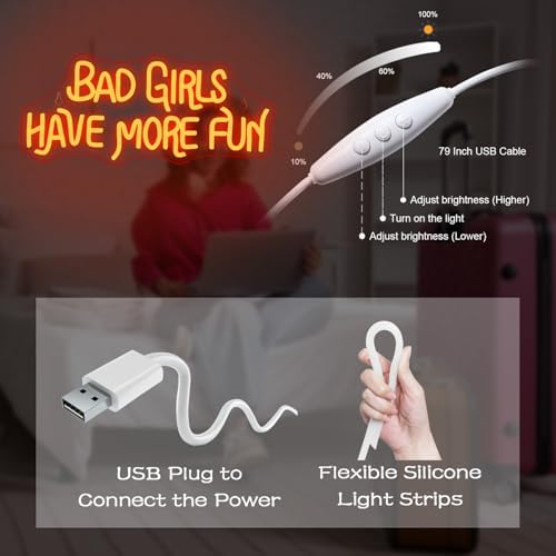 Jolof Store Bad Girls Have More Fun Neon Sign | Red LED Wall Decor