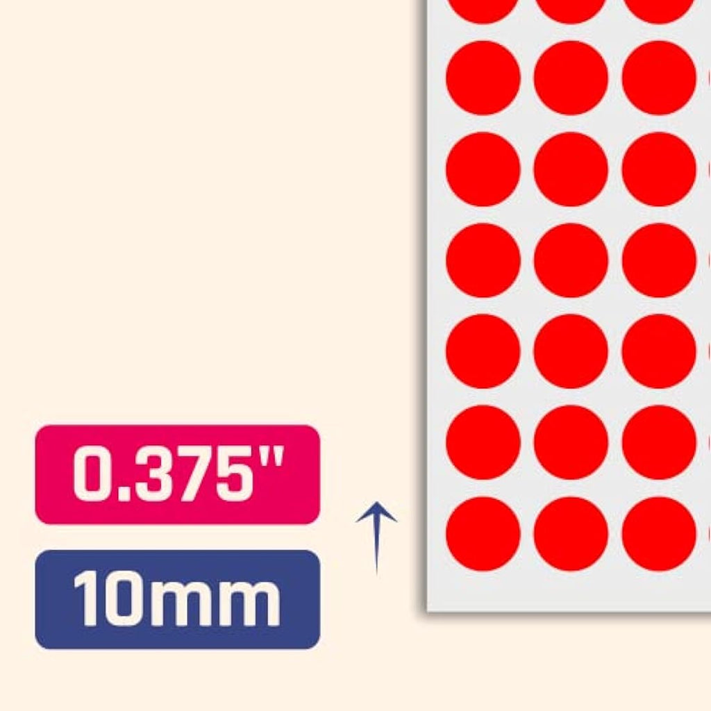 Jolof Store 10mm Red Round Dot Stickers – 15,000 Self-Adhesive Labels