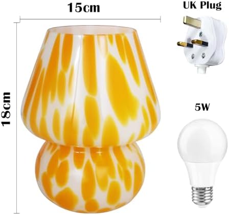 MLOQI Mushroom Lamp – Vintage Glass Table Lamp for Aesthetic Room Decor