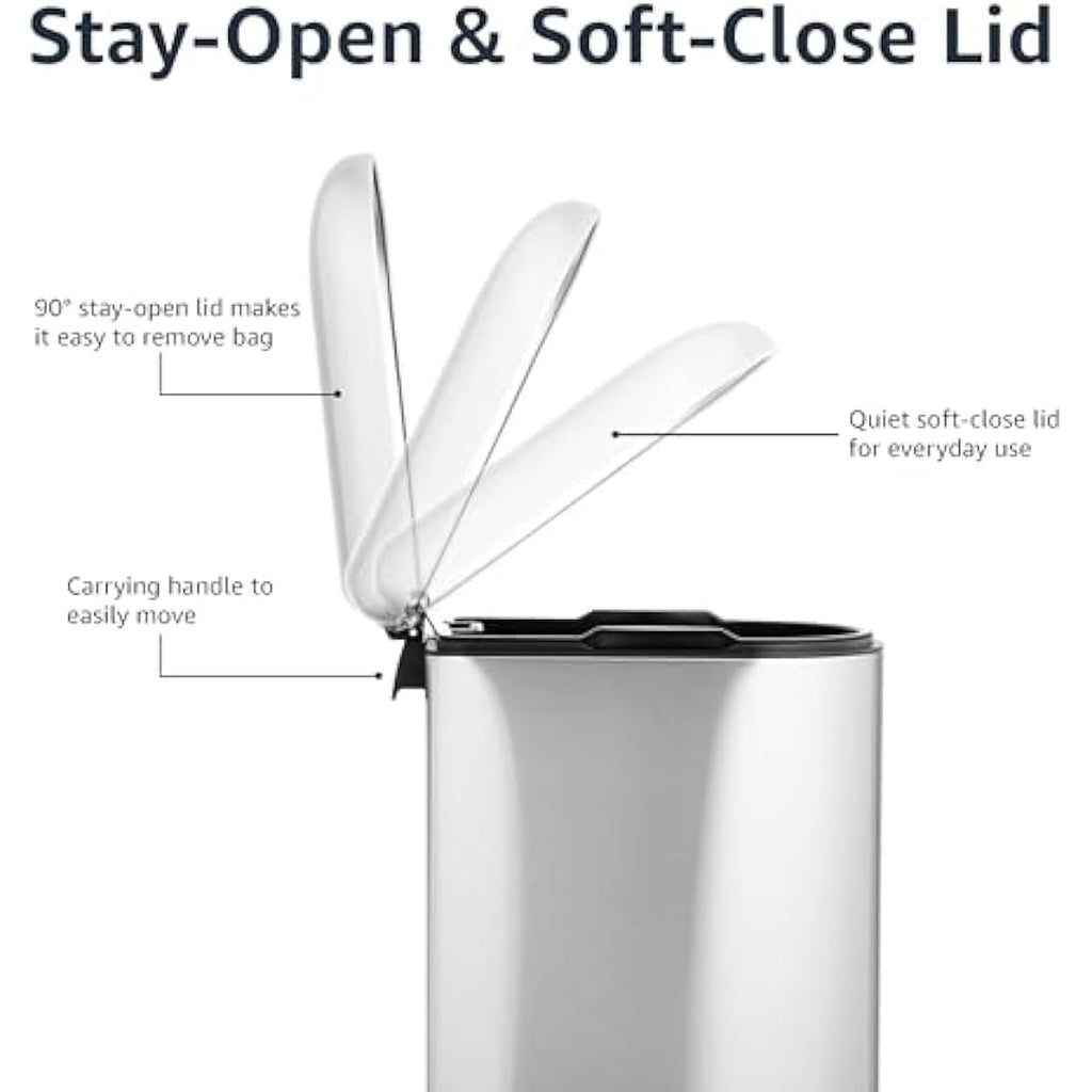 Jolof Store Slim 10L Stainless Steel Trash Can with Soft-Close Lid