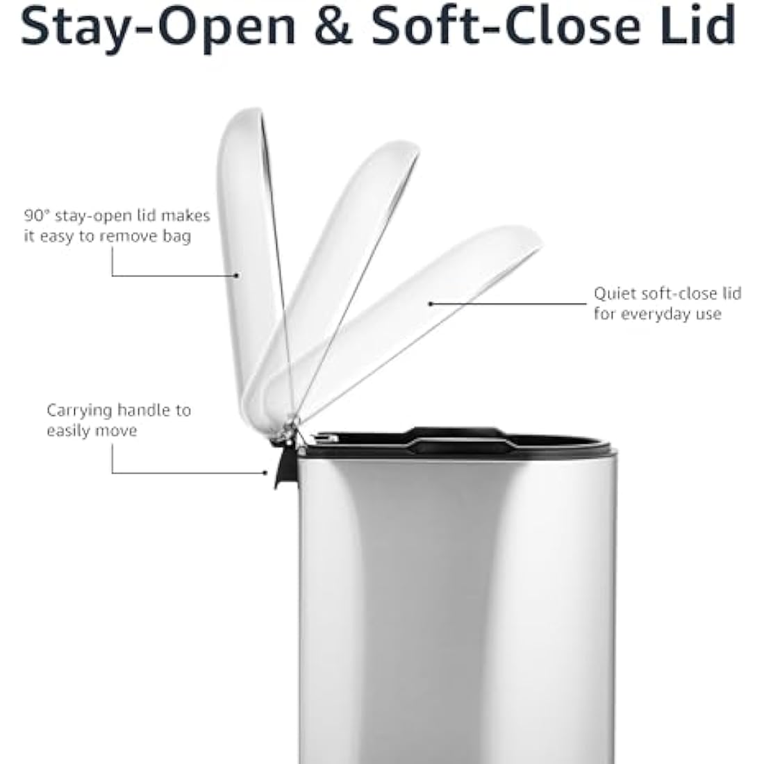 Jolof Store Slim 10L Stainless Steel Trash Can with Soft-Close Lid